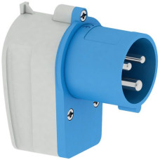 Stecker CEE Bals 3P 16A 230V 6h blau IP44 vernickelt SK.abgewinkelt