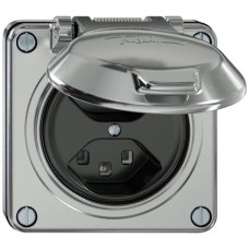 UP-Steckdose ELEMENT 2xTyp 23 16A 250V IP20 mit Klappdeckel aluminium