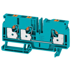 Durchgangs-Reihenklemme Weidmüller A3C PUSH IN 6mm² 3 Anschlüsse TS35 blau