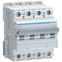 Leitungsschutzschalter Hager MCB 4P 415V Typ D 10A 10kA Icu 15kA 4TE
