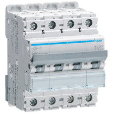 Leitungsschutzschalter Hager MCB 4P 415V Typ D 10A 10kA Icu 15kA 4TE