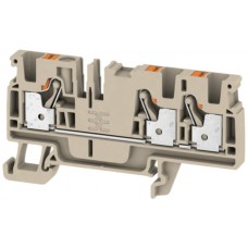 Durchgangs-Reihenklemme Weidmüller A3C PUSH IN 4mm² 3 Anschlüsse TS35 beige