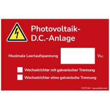 Kleber «Solar-DC-ANLAGE» deutsch