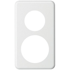 Abdeckplatte Hager basico 2x1 Ø43mm+Ø58mm weiss