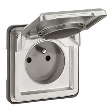 UP-Steckdose Soliroc T13 verchromt mit Klappdeckel