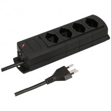 Steckdosenleiste MH 4×T13 3m schwarz Td 3×1mm²