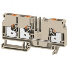 Durchgangs-Reihenklemme Weidmüller A3C PUSH IN 6mm² 3 Anschlüsse TS35 beige