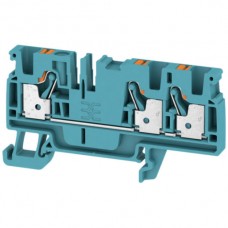 Durchgangs-Reihenklemme Weidmüller A3C PUSH IN 4mm² 3 Anschlüsse TS35 blau