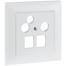 UP-Frontset R&M MiniDat 2×RJ45 3×Koax 88×88mm weiss