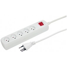 Steckdosenleiste STEBA POWER EASY 5×T13 mit Ein-/Ausschalter 1,5m weiss