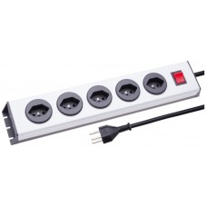 Steckdosenleiste MH 5×T23 silber/schwarz PowerLine Td 3×1,5mm² 2,5m