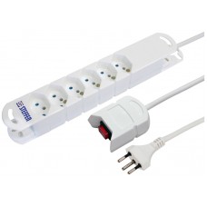 Steckdosenleiste STEBA VARIABL 6×T13 3m mit Schaltmaus 2m weiss mit Haftmagneten