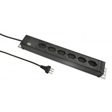 Steckdosenleiste 6xT13 TD 2m 3x1mm² mit AP-Befestigung laschen schwarz
