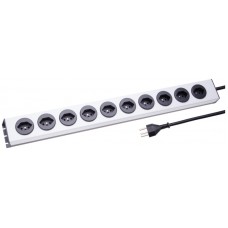 Steckdosenleiste MH 10×T23 silber/schwarz PowerLine Td 3×1,5mm² 2,5m