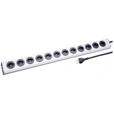 Steckdosenleiste MH 12×T23 silber/schwarz PowerLine Td 3×1,5mm² 2,5m
