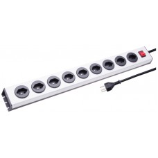 Steckdosenleiste MH 9×T23 silber/schwarz PowerLine Td 3×1,5mm² 2,5m