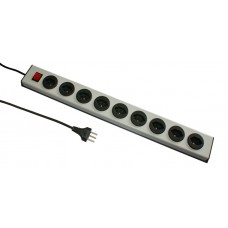 Steckdosenleiste Power-Line 9xT13 mit Schalter silber/schwarz