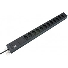 Steckdosenleiste MH 12xT13 TD 2m 3x1mm² mit AP-Befestigung laschen schwarz