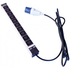 Steckdosenleiste 19" 10×C13 schwarz 10A 3m CEE blau Protector