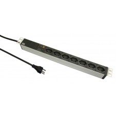 Steckdosenleiste MH 19" 1HE 7xT23 TD 2m 3x1,5mm² alu-schwarz