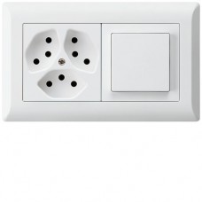 UP-Kombination KLI Gr.I-I, horizontal, 3×Typ 13 + Schalter S3 weiss