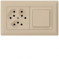 UP-Kombination KLI Gr.I-I, horizontal, 3×Typ 13 + Schalter S3 beige