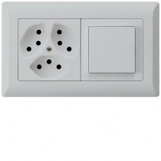 UP-Kombination KLI Gr.I-I, horizontal, 3×Typ 13 + Schalter S3 lichtgrau