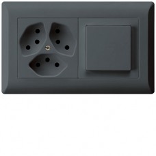 UP-Kombination KLI Gr.I-I, horizontal, 3×Typ 13 + Schalter S3 anthrazit