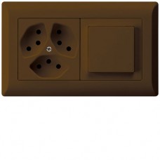 UP-Kombination KLI Gr.I-I, horizontal, 3×Typ 13 + Schalter S3 braun
