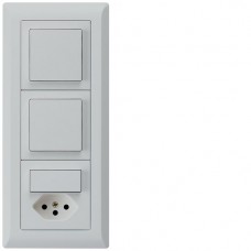 UP-Kombination KLI Gr.I-I-I, vertikal, 2×Schalter S3 + S3/Typ 13 lichtgrau