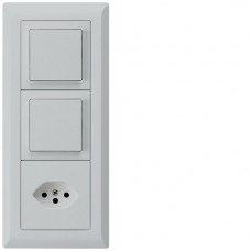 UP-Kombination KLI Gr.I-I-I, vertikal, 2×Schalter S3 + Typ 13 lichtgrau