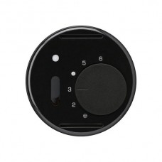Raumthermostat basico,schwarz Einsatz mit Schalter und LED,Ø58mm