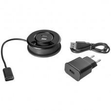Tisch Kabeldurchführung USB Steffen 2×USB 5V/2A 1×T26 schwarz