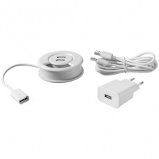 Tisch Kabeldurchführung USB Steffen 2×USB 5V/2A 1×T26 weiss