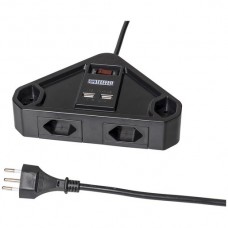 Steckdosenleiste STEBA Corner 2×USB 5V/2.1A 4×T13 1×T12 2m 3×1mm² schwarz