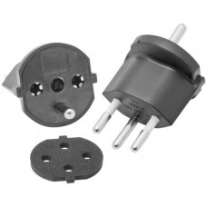 Fixadapter MH 3L 10A 230VAC Schuko/T12 CEE7/7-CH T12, schwarz mit Moosgummi IP44	