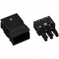 Buchse 3L 2x0,5-4mm² Kod.A schwarz mit Zugentlastungsgehäuse