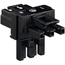 T-Verteiler 3L 1x Stecker / 2x Buchse schwarz Winsta