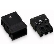 Stecker 3L 2x0,5-4mm² Kod.A schwarz mit Zugentlastungsgehäuse
