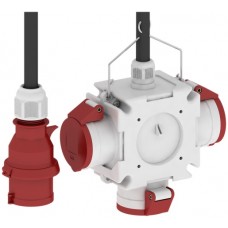 Kreuzverteiler mit Kabel L.1,5 3xCEE 16A, Stecker CEE 16A 5P