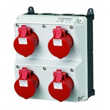 Wand-Stromverteiler AMAXX grau schwarz 4xCEE 16A 5P 400V rot