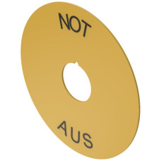 Bezeichnungsschild EAO 04, Ø59mm, mit Text NOT AUS, gelb