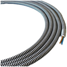 Textilkabel Elektrogros 2x0.75mm² weiss/schwarz Rolle à 50m - Preis pro Meter