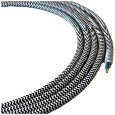 Textilkabel Elektrogros 3x0.75mm² weiss/schwarz Rolle à 50m - Preis pro Meter