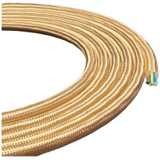 Textilkabel Elektrogros TDLR H03VV-F 3x0.75mm² LNPE gold 50m - Preis pro Meter