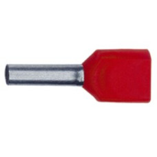 Zwillingsaderendhülse isoliert 1mm²/8mm rot - 100 Stück
