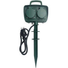 Gartensteckdose ELBRO 4x T13 Kabel 3m Stecker Typ 13 IP55 grün
