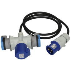 Verlängerungskabel MH Gummi 16A 230V 3x1.5mm² CEE-Stecker CEE-Kupplung 1.5m schwarz - 1 Stück
