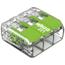 Dosenklemme WAGO 221-423 mit Hebel in Blister 12x3L 0.2-4mm² 32A 450V grün - 12 Stück