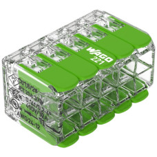 Verbindungsklemme WAGO Green Range 10L 0.2-4mm² mit Hebel grün Transparent - 15 Stück